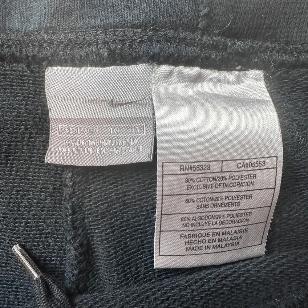 Nike Pants Womens XL Bootcut Black French Terry Raw Edge Detail Drawstring